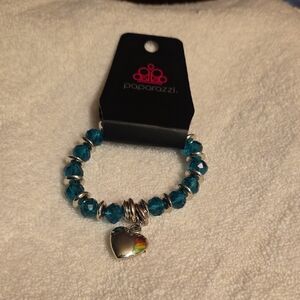 Paparazzi Teal and Silver Heart Charm Bracelet